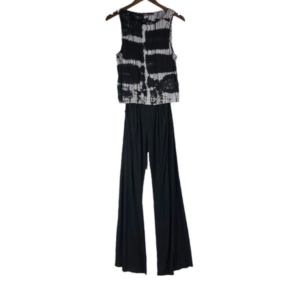 Gypsy 05 Black & Gray Tie Dye Split Back Jumpsuit‎ Size Medium - Picture 1 of 12